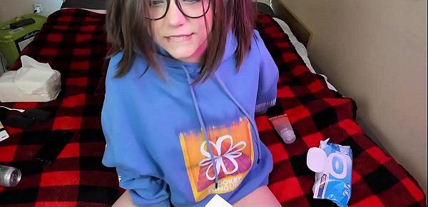  Today in glasses I swallow a dildo and masturbate on WebCam